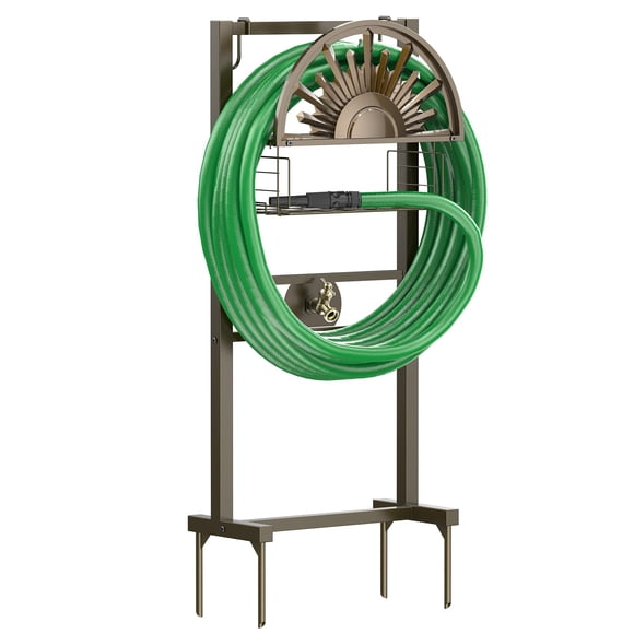 Soporte para manguera de jardín GOFORWILD con grifo de latón, capacidad para 150 pies