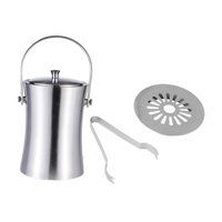 Magideal - Cubo De Hielo De Acero Inoxidable, Forma De Cintura Fría Para Champán, Cubo De Hielo Versátil, Fresco Con Tapa Y Pinzas Para Picnics, Barbacoas, Bares 3L