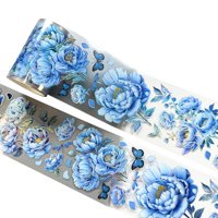 Bothyi - Etiqueta Adhesiva Decorativa Para Decoración De Cinta Washi Para Mascotas, Papel De Regalo, Suministros Para Álbumes De Recortes, Libros, Peonía Azul