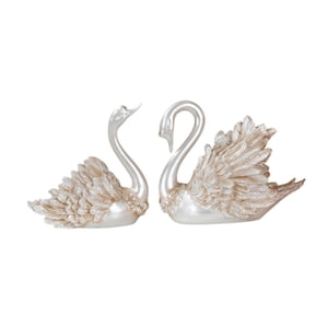 Bothyi - 2 Figuras De Cisne Decorativas Modernas, Esculturas De Cisne Para Mesa, Estantería, Oficina, Color Blanco.