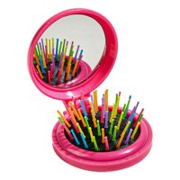 Magideal - Cepillo De Pelo Plegable Peine De Viaje Plegable Peine De Espejo Pequeño Redondo Peine De Bolsillo De Belleza Portátil Cepillo De Pelo De Viaje Para Rosa