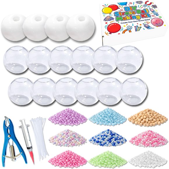 Kit DIY de Bolas Antiestrés Ploithic 6 cm, 400 g de Relleno, 16 Fundas