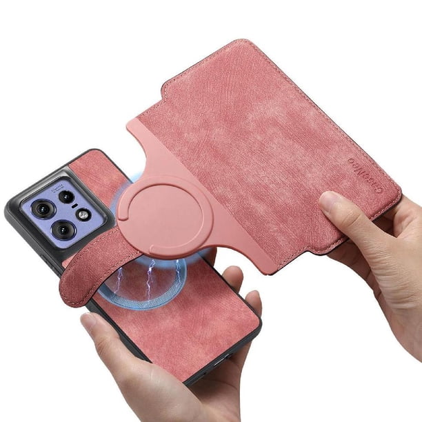 Funda Billetera Magnética para Motorola Edge 50 Pro Soporte Tarjetas Desmontable Rosa