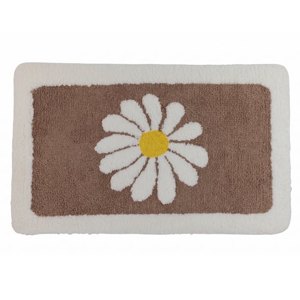 Alfombra de Baño Estética REGALWOVEN, Ultra Suave Absorbente, Alfombra de Baño Esponjosa Antideslizante Impresa de Microfibra para Ducha Marrón 32" x 20"