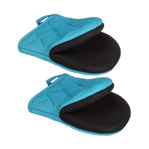 Bothyi - 2 Piezas De Horno Corto Mitts Mittenos De Horno De Cocina Para Cocción De Barbacoa Microondas Azul