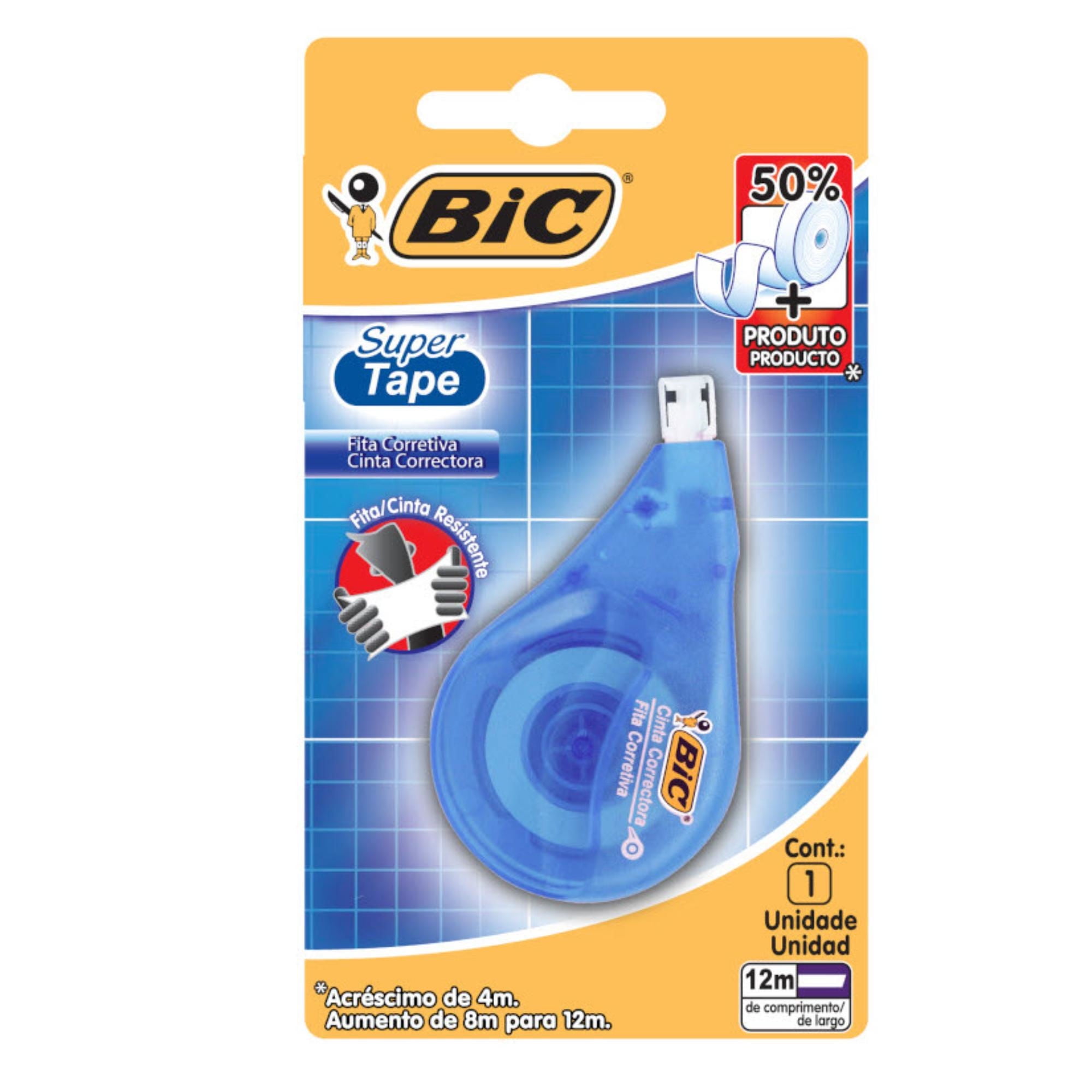 Corrector En Cinta Super Tape 12m, 1 Un Bic