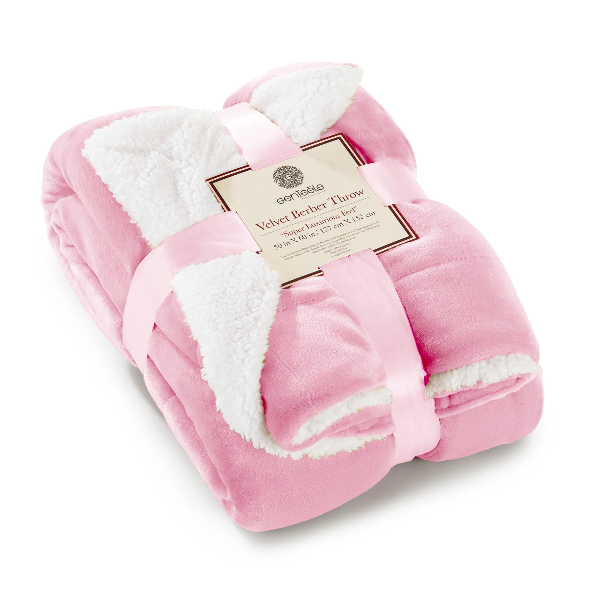 Manta Genteele Sherpa Super Soft 130 X 150 Cm, Color Rosa Y Blanco