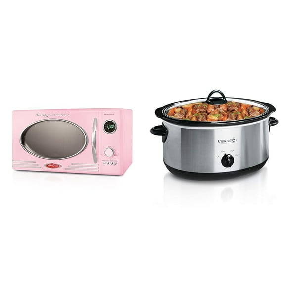 Horno microondas Nostalgia Retro 0.9 pies cúbicos 800 W y Crock-Pot 7Qt