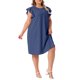 thumbnail image 4 of Agnes Orinda Vestidos de Verano para Mujer Tallas Grandes de Escuela y Universidad, Manga Volante, Cuello Redondo, Casual de Playa, Midi, 3X Azul Marino, 4 of 5
