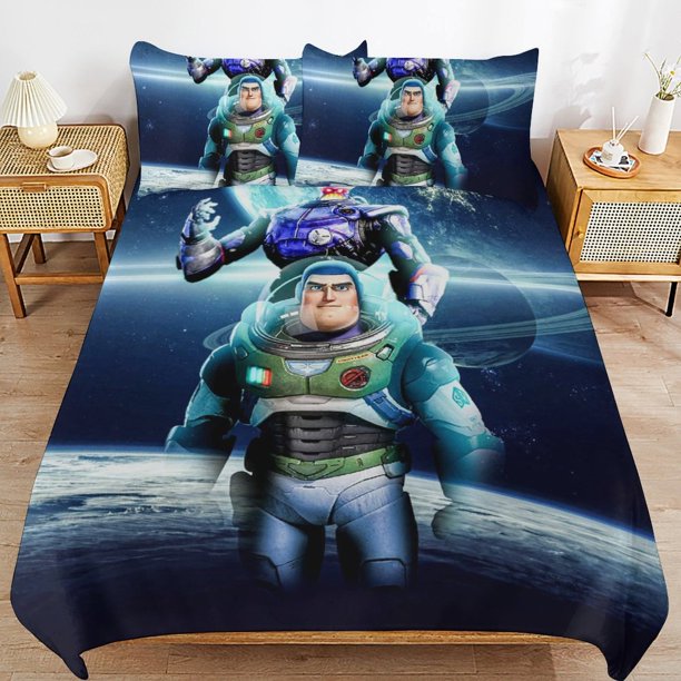 Lightyear Cartoon Bedding Sets Ultra Soft Skin-Friendly Duvet Cover 3 Piece, Cute Comforter Cover Bed Set for Boys Girls Kids