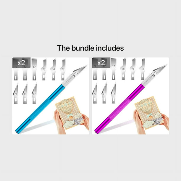 1pc Craft Knife With 9PCS Exacto Knife Blades Refills (#11, 16, 17), Exacto Knife And Extra Blades For Beginners, Precision Hobby Knife For Carving Fondant, Scrapbooking, Stencils