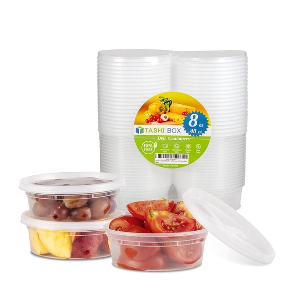 Contenedores de plástico para almacenamiento de alimentos TashiBox 240 ml (8 oz), 40 juegos