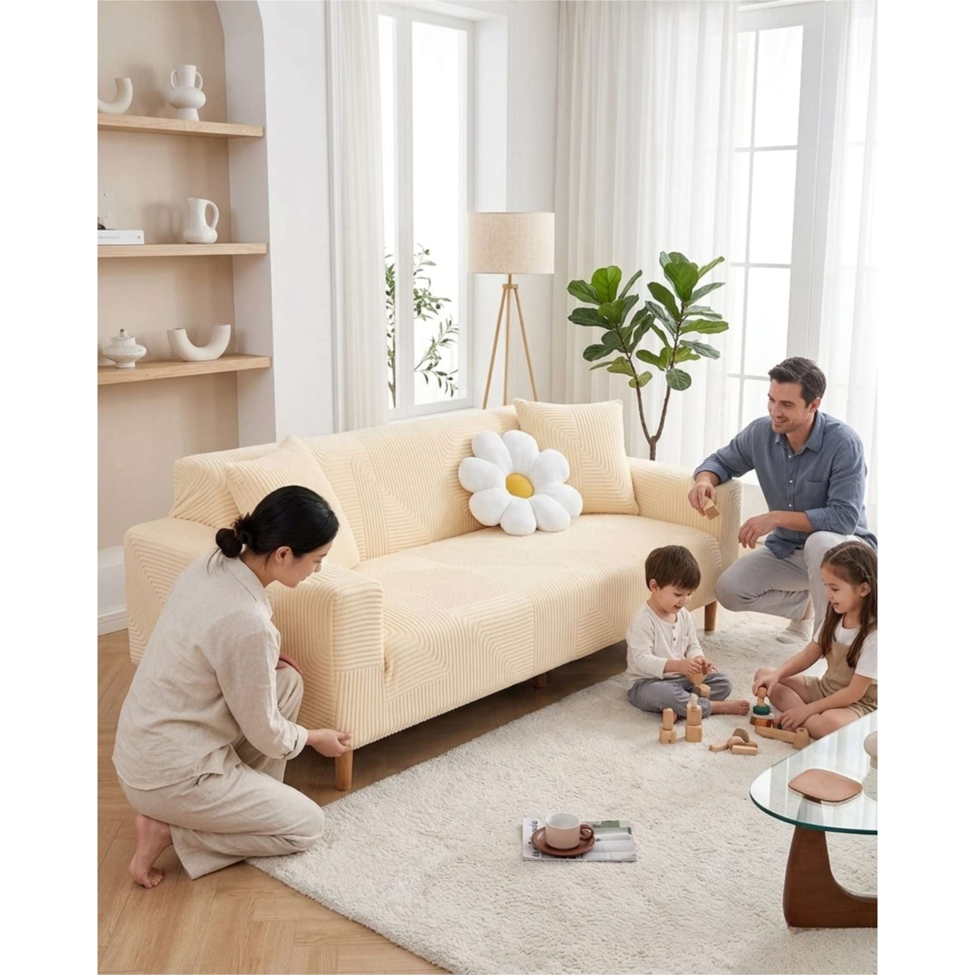 Mylhogar - Funda Para Sofa 4 Cuerpos Diseño Moderno De Polar