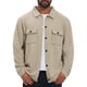 thumbnail image 1 of Chaqueta informal de hombre con botones, mangas largas, chaqueta tipo camionero para uso diario, L caqui, 1 of 6