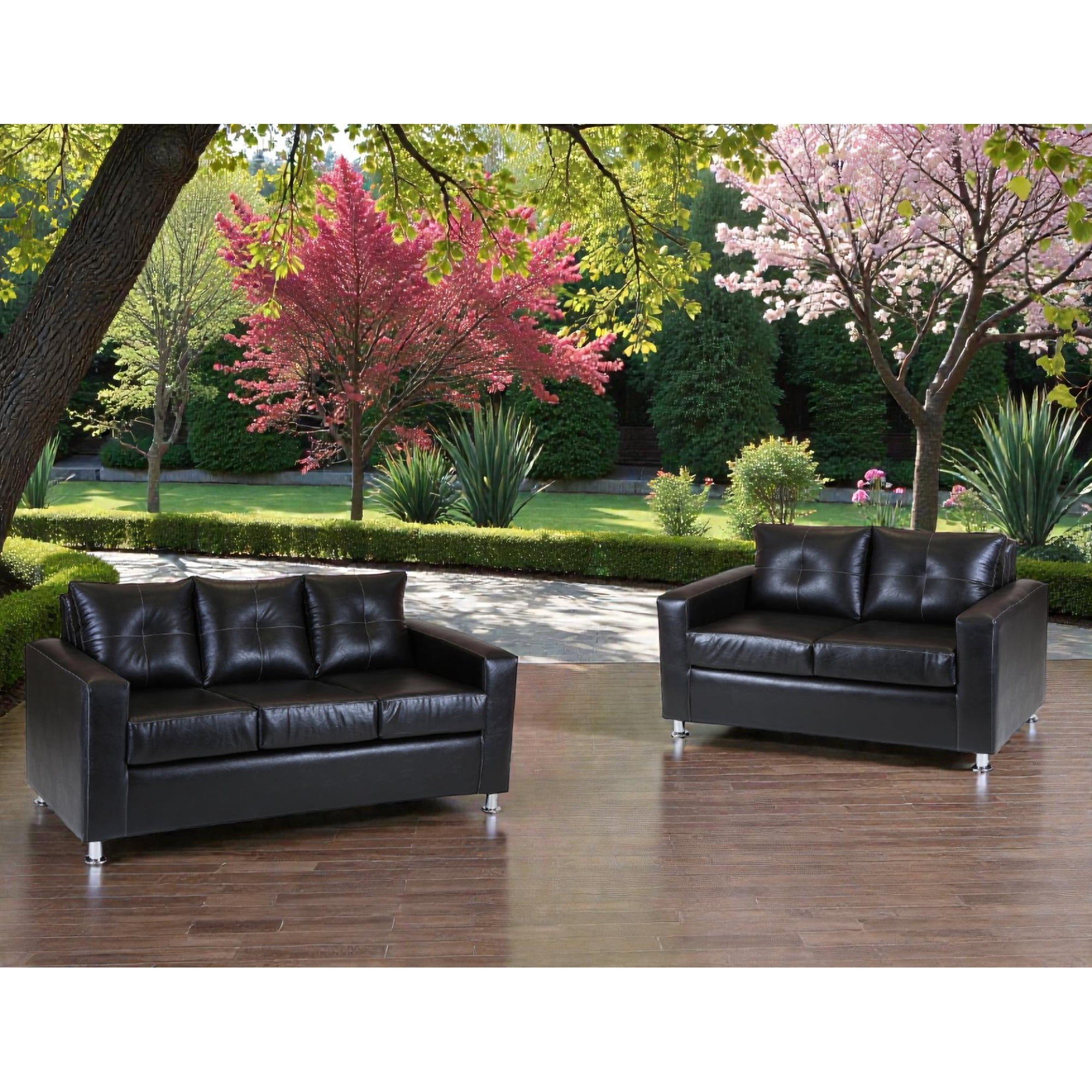 Muebles Altiro - Living Asiria 32 - Cuero Sintetico Pu Negro