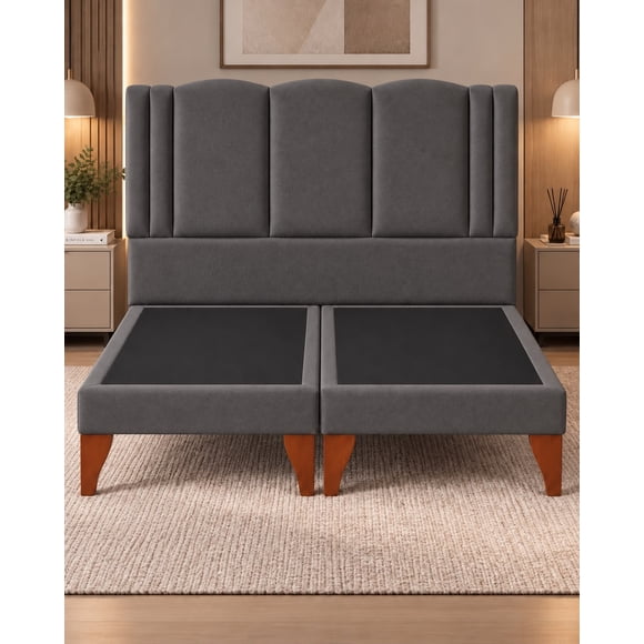 Cama Milano King Size + Respaldo Milano King Size Gris Oscuro