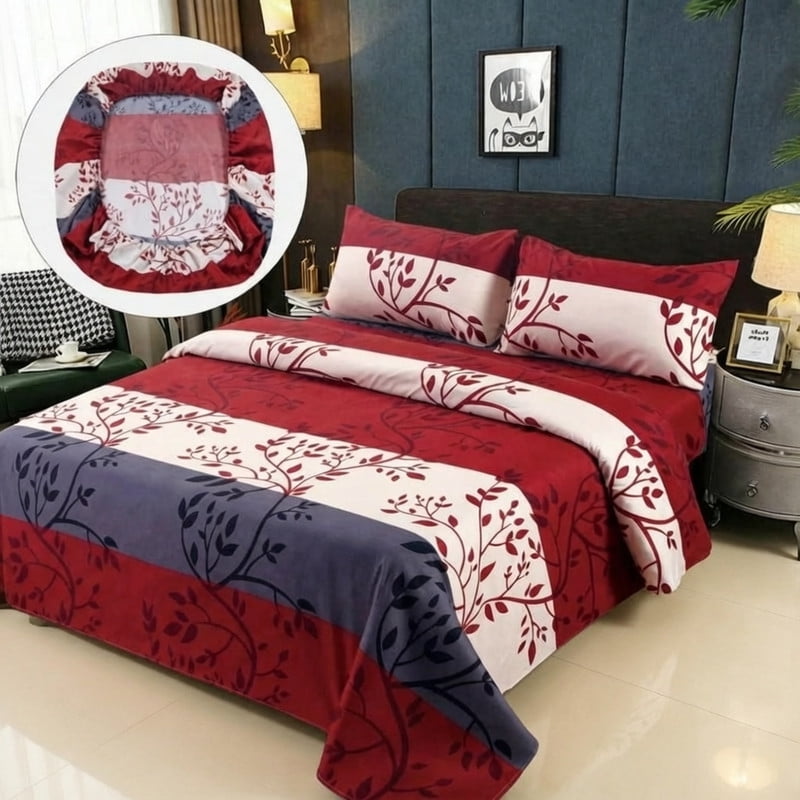 Genérico - Juego De Sabanas 100% Algodón King + 1 Funda Para Almohada 50x70cm