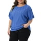 thumbnail image 4 of Agnes Orinda Women's Plus Size Top de Día de San Patricio con Dobladillo de Doble Capa con Ojales, Cuello Redondo, Mangas de Murciélago, Camisetas Informales de Verano 3X Azul Real, 4 of 6