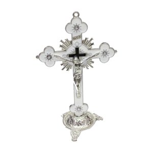 Magideal - Cruz De Crucifijo Católico De Soporte, Estatua Y Estatuilla De Jesucristo De Aleación Para Decoración De , Decoración De Iglesia De , Blanco H