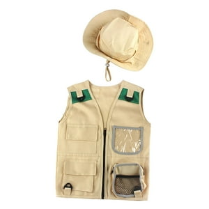Genérico - Conjunto De Chaleco Y Sombrero Tipo Cargo Para Senderismo, Explorador Al Aire Libre, Unisex, Para Niños De 4 A 6 Años