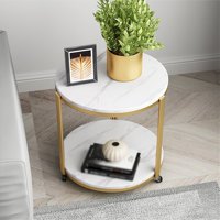 Sorento - Mesa Lateral Mármol Dorado Con Ruedas