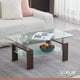 thumbnail image 2 of Mesa de centro para living rectangular de vidrio y madera oscura, 2 of 4