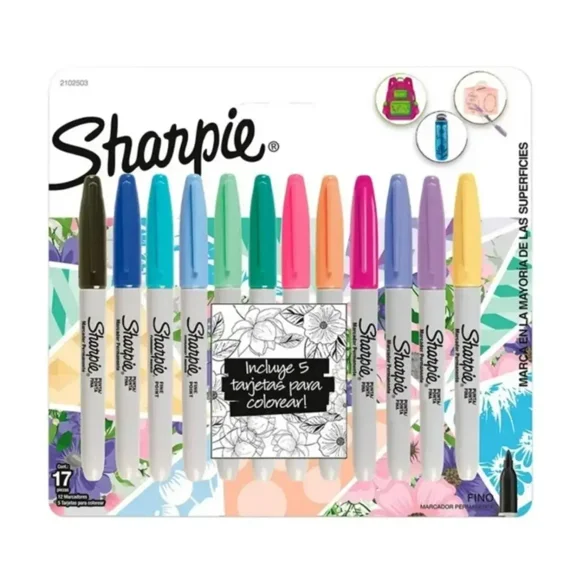 Set 12 Marcadores Sharpie P. Fina Tropical