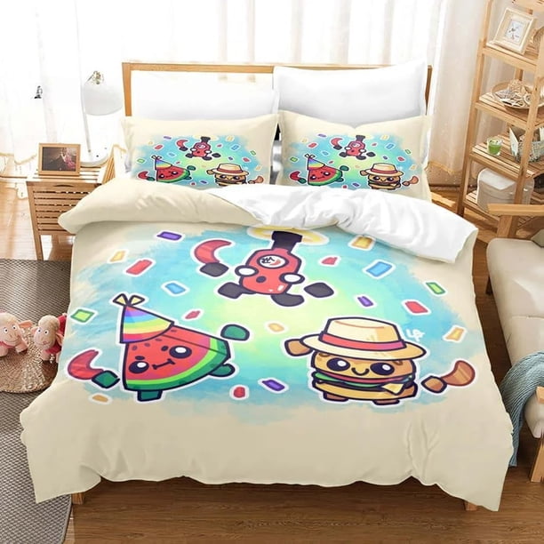 v2326 Bed Sheets Kawaii Game Boomerang Fu Bedding Set Single Twin Full Queen King Size Bed Set Adult Kid Bedroom Duvet cover Sets Home Textile 3-Piece Bedding Set (1 Duvet Cover + 2 Pillow Shams) Bed