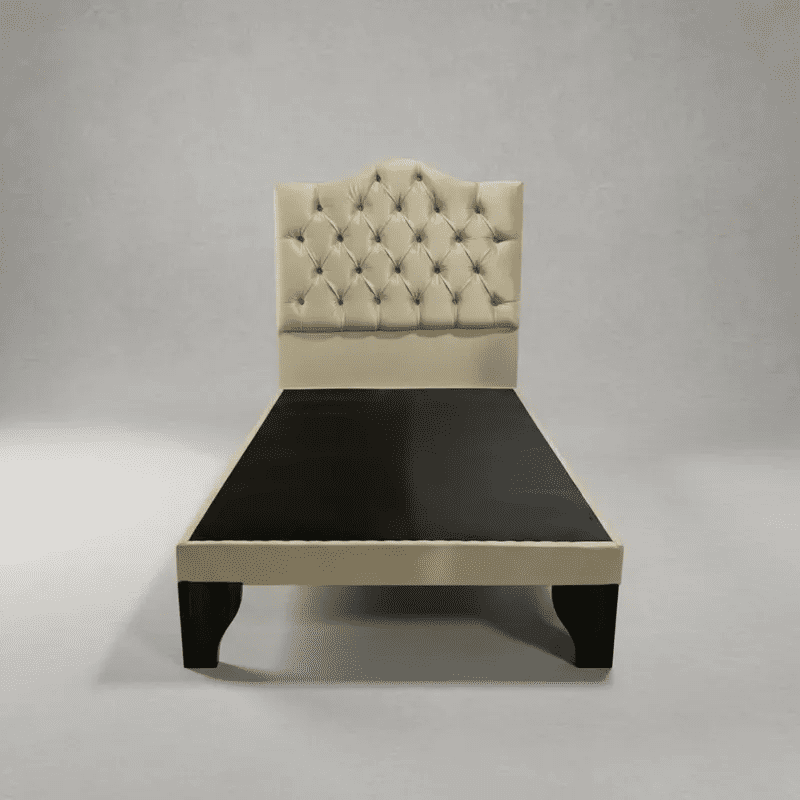 Flobal - Cama 1,5 Plazas Ovalado, Incluye Base Y Respaldo Beige