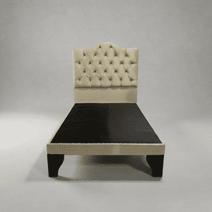 Flobal - Cama 1,5 Plazas Ovalado, Incluye Base Y Respaldo Beige