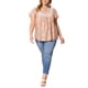 thumbnail image 2 of GRACE & GRANDEUR Blusa de Mujer Talla Grande para Escuela Colegio Pascua con Estampado Floral, Detalle de Pliegues, Cuello con Lazo, Mangas con Volantes, Blusas de Vacaciones de Verano 2X Rosa, 2 of 6