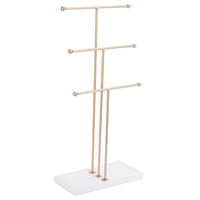 Ioensy - Organizador De Joyas De Escritorio De 3 Capas, Collar, Pendientes, Brazalete, Soporte Dorado