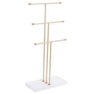 Ioensy - Organizador De Joyas De Escritorio De 3 Capas, Collar, Pendientes, Brazalete, Soporte Dorado