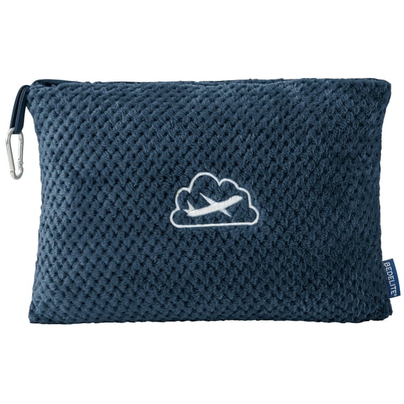 Manta De Viaje Forro Polar Jacquard Ultrasuave Azul Marino