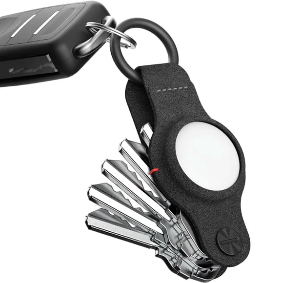 Llavero KEY SMART Soporte para AirTag de Cuero Vegano Negro