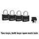 thumbnail image 4 of Candado con llave Padlock Master Lock 131Q, negro, para exteriores, paquete de 4, 4 of 5