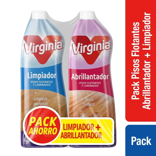 Limpiador + Abrillantador Pisos Líquido Lavanda Pack 2 Botella 900 ml c/u Virginia