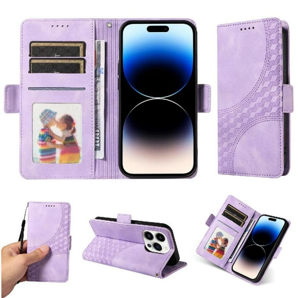 Carcasa FOXDOCK iPhone 14 Pro de cuero PU, diseño acolchado clásico, protección contra caídas y rayones