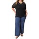 thumbnail image 2 of GRACIA Y GRANDEZA Blusas Casuales de Verano para Mujer de Talla Grande con Abertura Lateral de Ganchillo, Manga Media, Cuello en V, Tejido Suelto, 2X Negro, 2 of 6