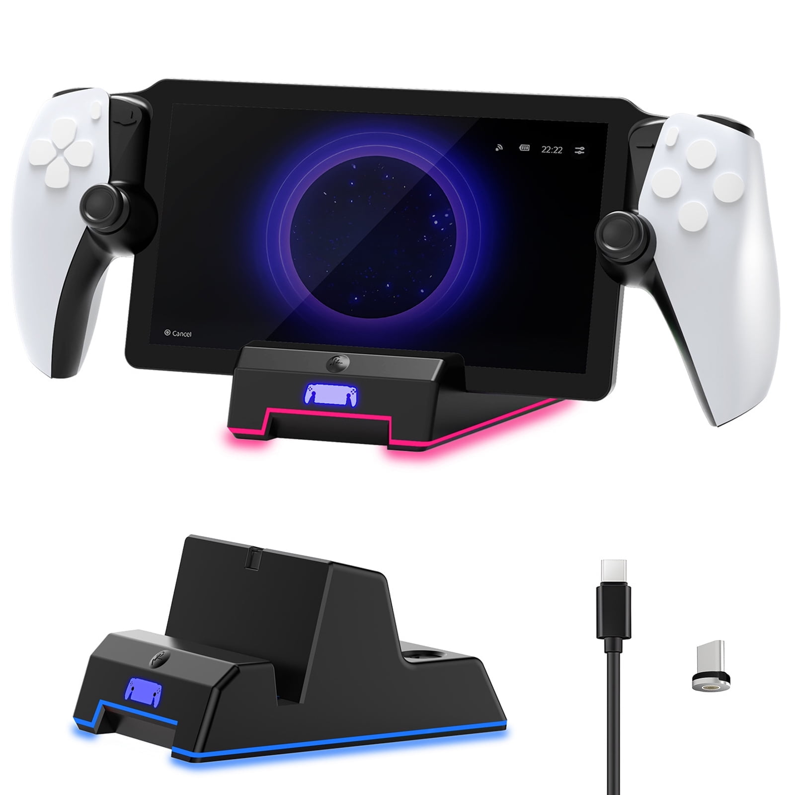 Base De Carga Portátil Aaronmei Rgb Cable Tipo-c Negro