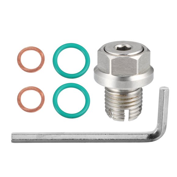 Unique Bargains 1 Set Tapón de Drenaje de Aceite Piggyback Sobredimensionado de Acero Inoxidable Kit de Reparación de Rosca de Cárter de Aceite para Coche Motocicleta Tono Plateado M14.1-1.5 x 15mm