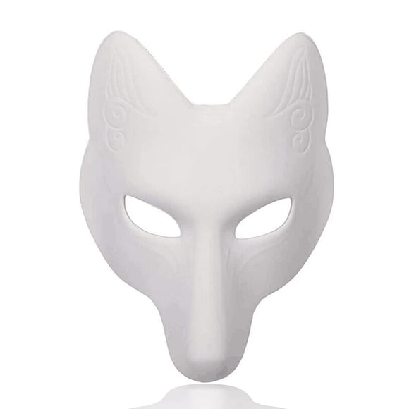 Máscara de zorro de Halloween Utavu DIY con forma de animal sin pintar, artesanal, blanca