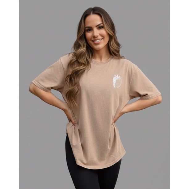 Polera Mujer Oversize Manga Corta Pre Lavado