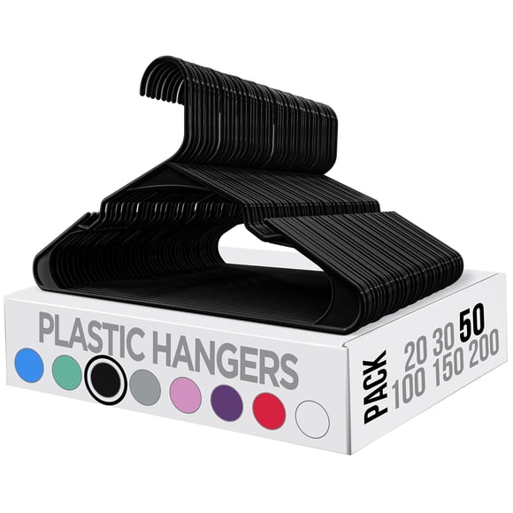 Perchas de plástico Utopia Home, 50 unidades, color negro