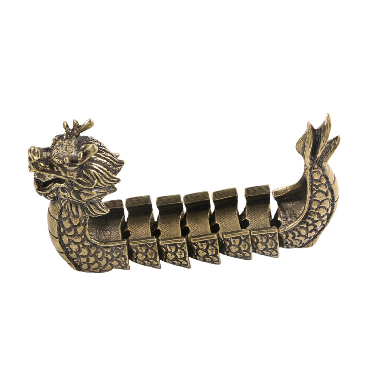 Bothyi - Estatua De Dragón De Latón Con Adorno De Barco De Dragón Para Dormitorio De Hotel, 11,7 Cm X 7 Cm