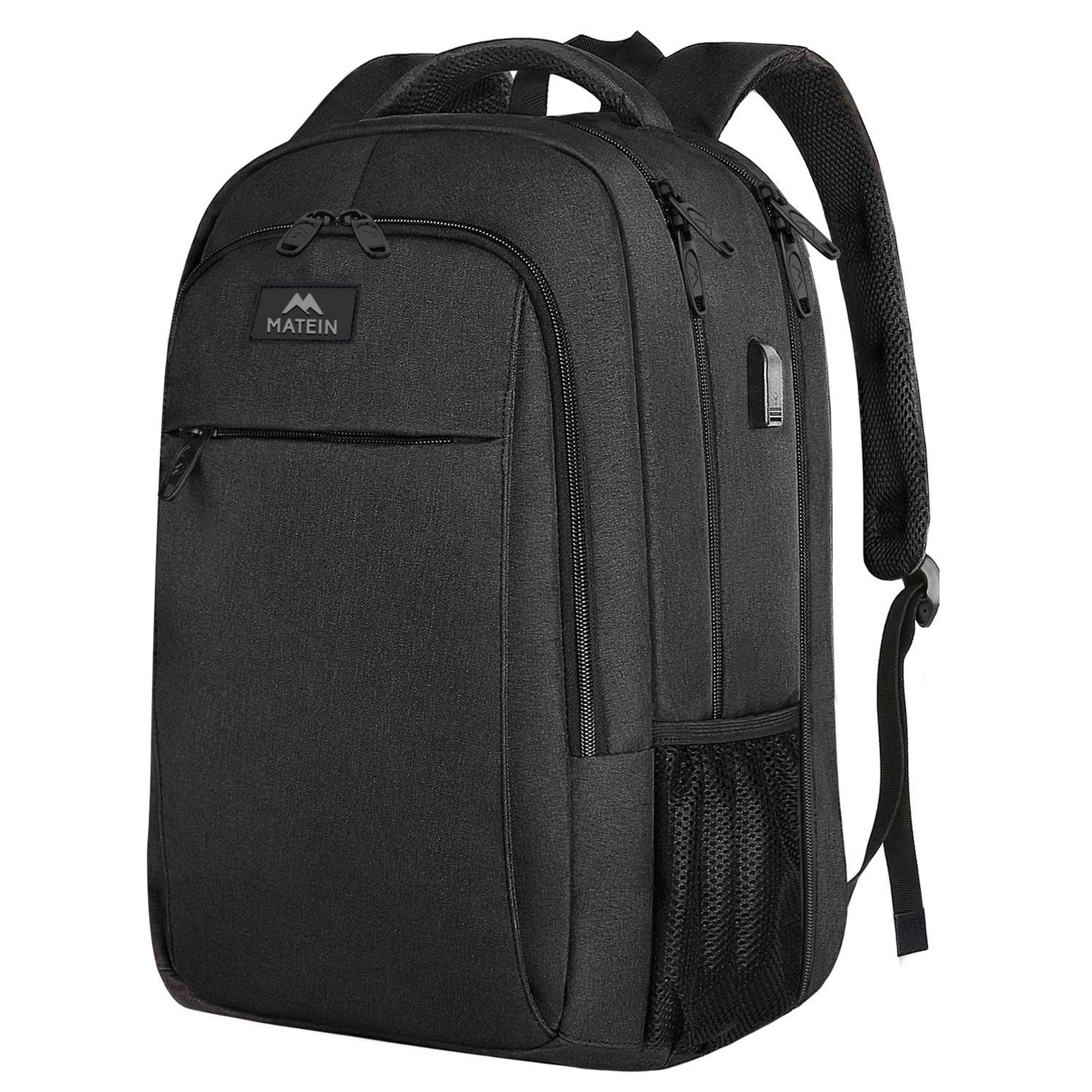 Mochila Matein Extra Grande Para Laptop De 17 Pulgadas Para Viaje Con Puerto Usb, Negra