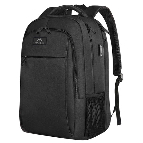 Mochila Matein Extra Grande Para Laptop De 17 Pulgadas Para Viaje Con Puerto Usb, Negra