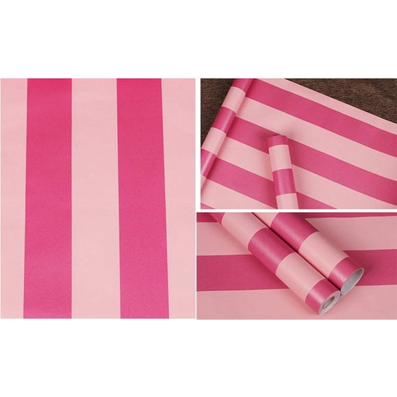 Papel tapiz PoetryHome vinílico a rayas rosa y rojo 45 x 297 cm