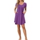 thumbnail image 2 of INSPIRE CHIC Vestido de Dormir para Mujer con Cuello en V, Manga Corta, Abertura Lateral y Ribete en Contraste para Primavera Verano S Púrpura Oscuro, 2 of 6