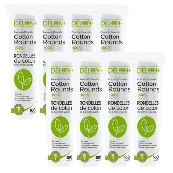 Rodas de algodón cosmético DELON Premium, 800 unidades, 100% algodón